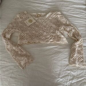 Rebellion Cream Crochet Patterned Top